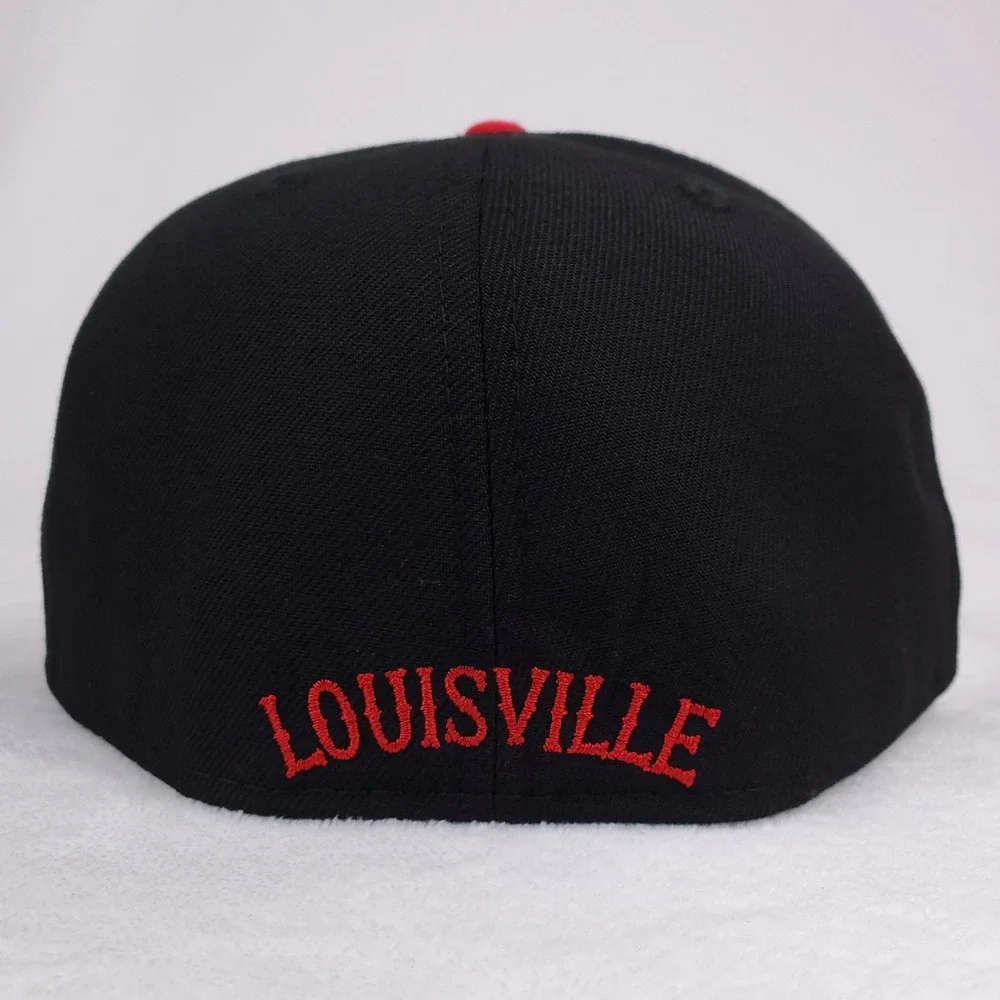 Louisville Black Caps Rings & Crowns NLB Fitted 7 1/2 Flatbill Hat Cap Black NWT